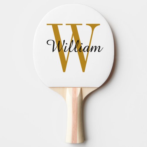 Gold Monogram and Name Personalized  Ping Pong Paddle