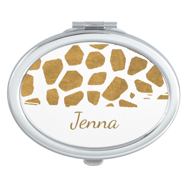 Gold Monogram Animal Print compact mirror (Front)