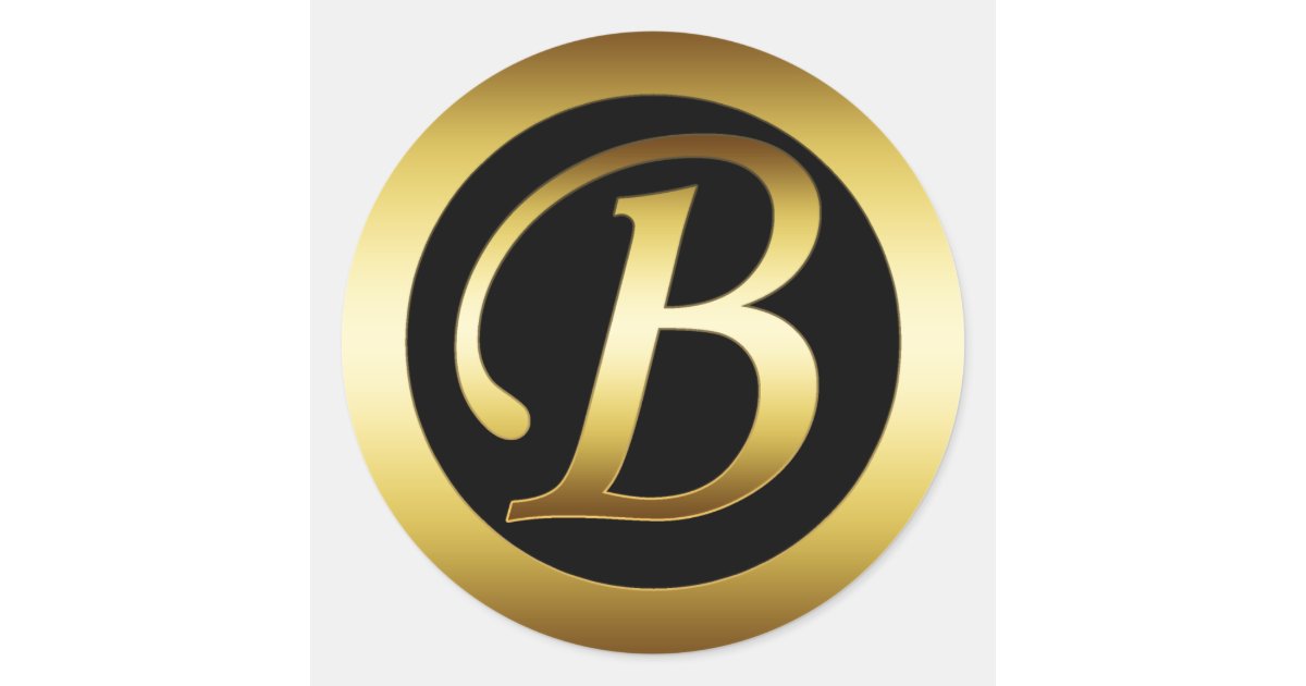 GOLD MONOGRAM B CLASSIC ROUND STICKER | Zazzle