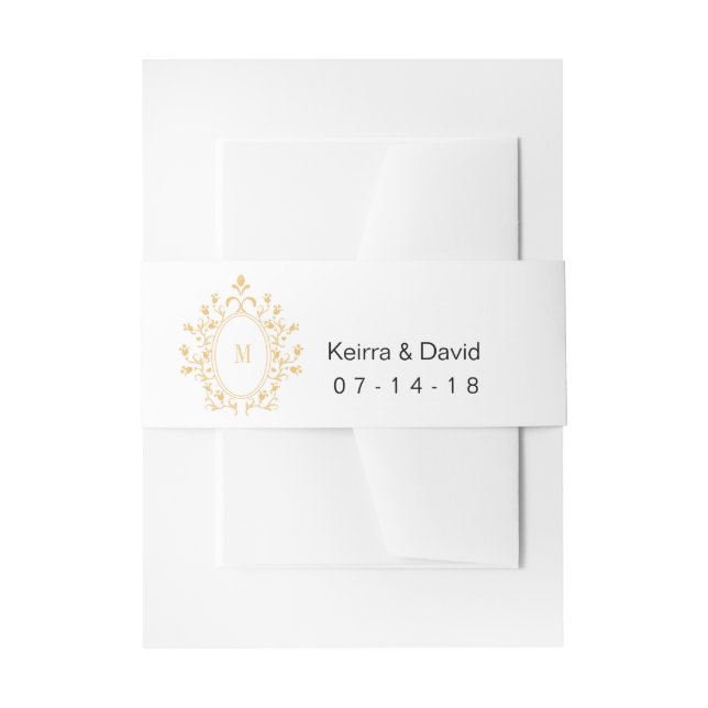 Gold Monogram Belly Band wedding invitation (Front Example)