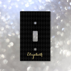 Gold Monogram Black Design Room Home Wall Decor  Light Switch Cover