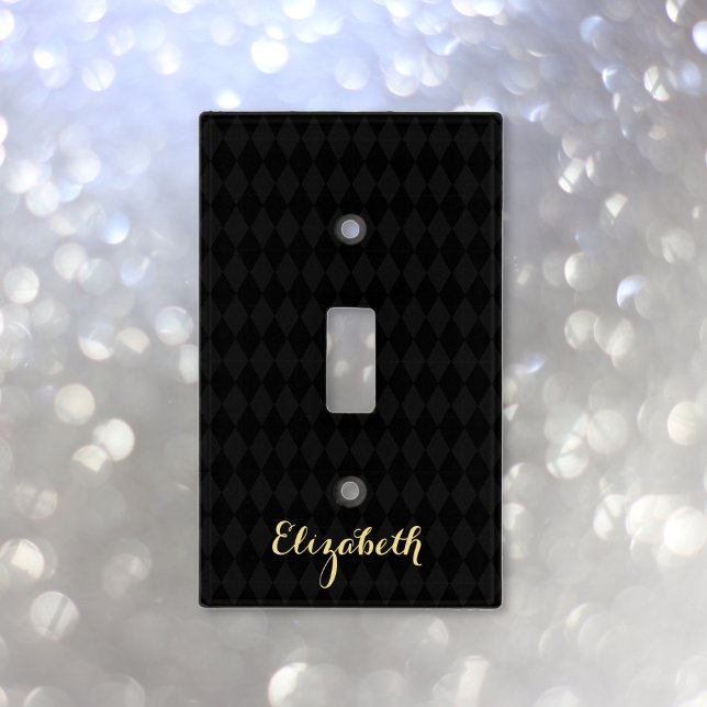 Gold Monogram Black Design Room Home Wall Decor  Light Switch Cover (Gold Monogram Black Design Room Home Wall Decor Light Switch Cover)