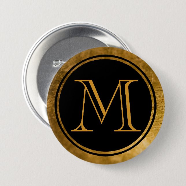Gold Monogram Black Elegance Button (Front & Back)