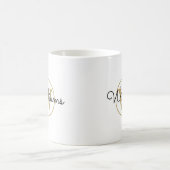 Gold Monogram Black Script Name Elegant Coffee Mug (Center)