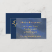 Gold Monogram Blue Sky  Elegant Business Card (Front/Back)