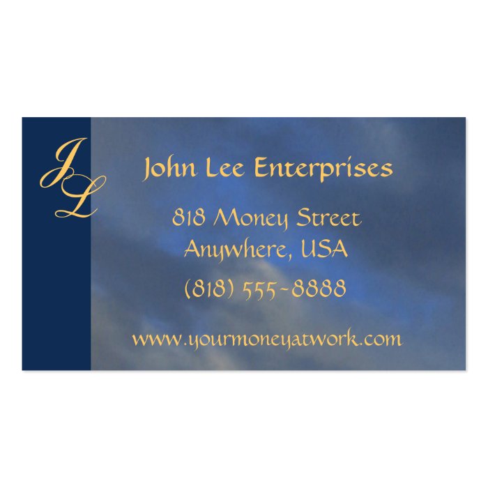 Gold Monogram Blue Sky Elegant Business Card