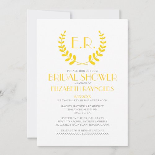 Gold Monogram Bridal Shower Invitations
