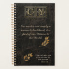 Gold Monogram Brown Leather Business Planner