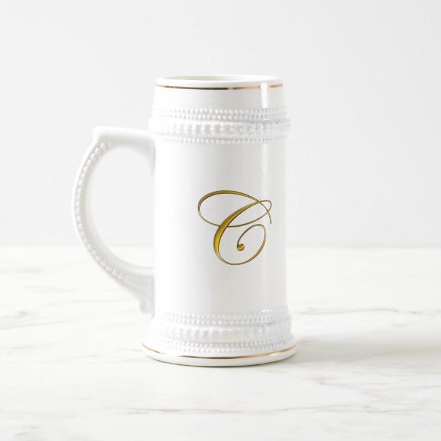 Gold Monogram C Coffee Mugs and Steins (Left)