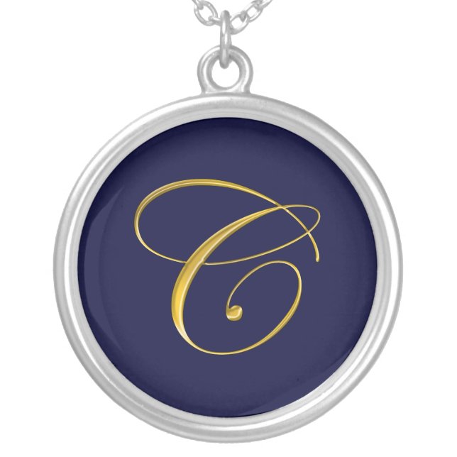 Gold Monogram C Initial Necklace (Front)