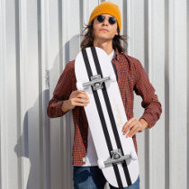 Gold Monogram Classic Black White Racing Stripes Skateboard