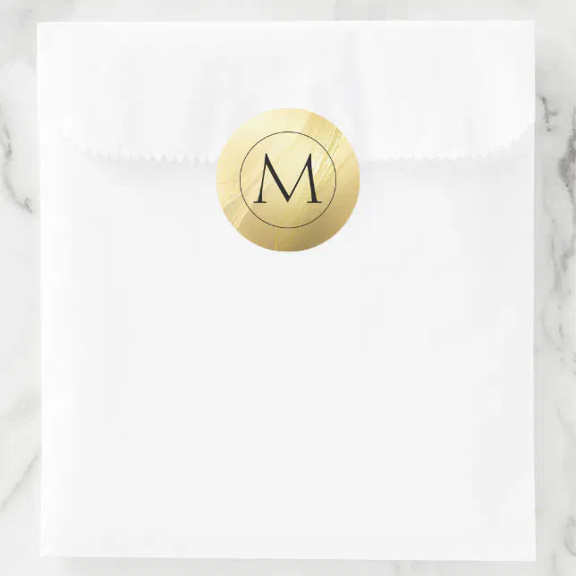 Gold Monogram Classic Round Sticker | Zazzle