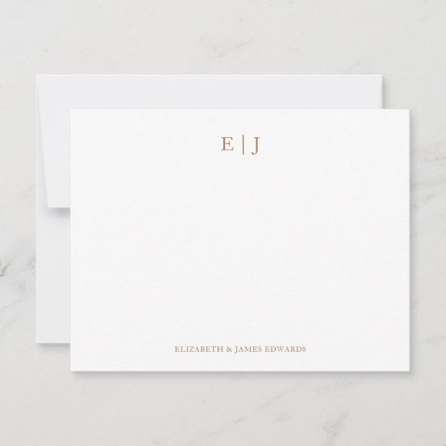 Gold Monogram Couple Initials Personalized Note Card (Front)