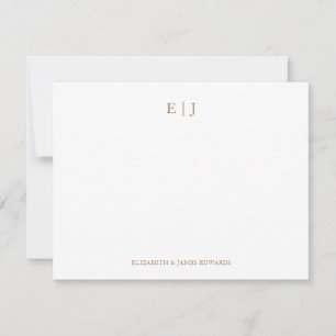Gold Monogram Couple Initials Personalized Note Card