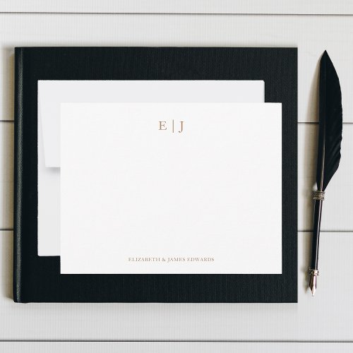 Gold Monogram Couple Initials Personalized Note Card