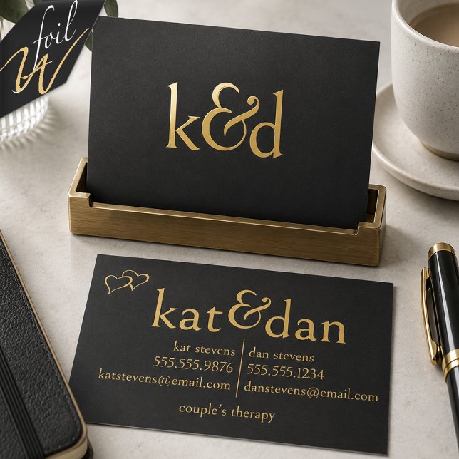 Gold Monogram Couples Counseling Professionals  Foil Business Cards (Creator Uploaded)