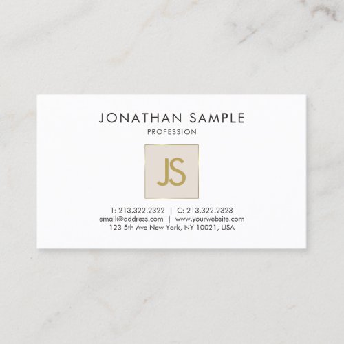 Gold Monogram Creative Clean Plain Trendy Business Card