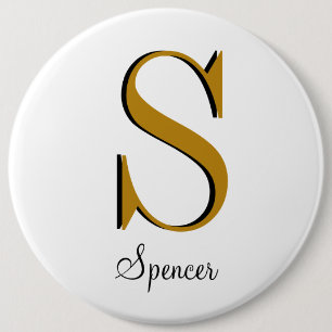 Gold Monogram Custom Name Initial  Button