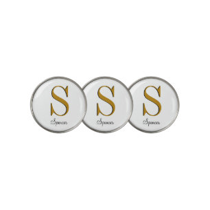 Gold Monogram Custom Name Initial  Golf Ball Marker