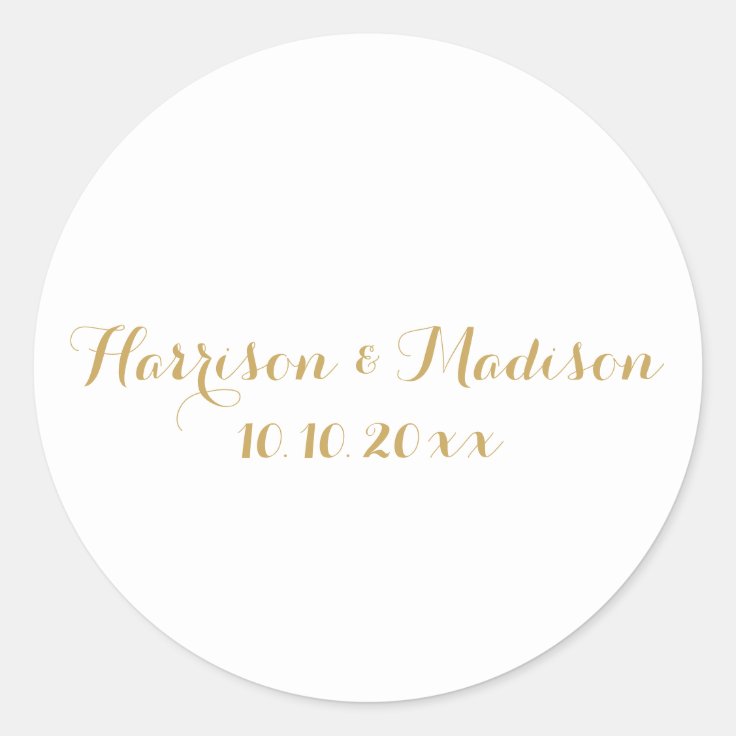 Gold Monogram Custom Wedding Favors Classic Round Sticker Zazzle