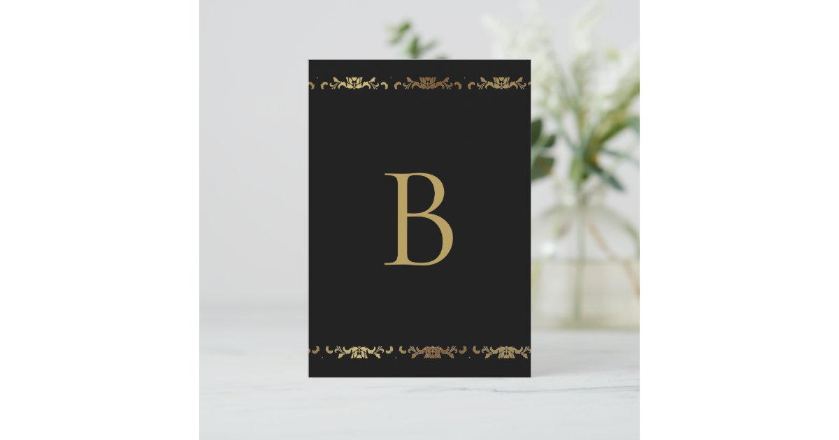 Gold Monogram Damask Elegant Thank You Card | Zazzle