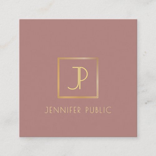 Gold Monogram Design Template Modern Elegant Square Business Card