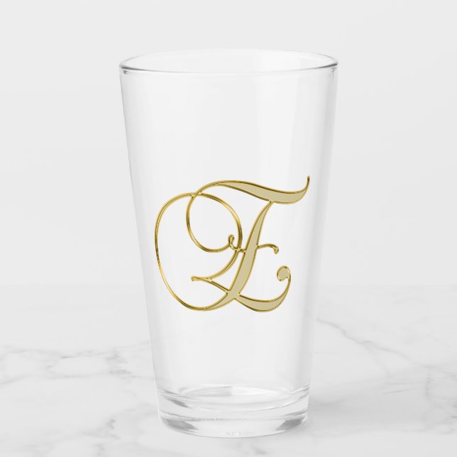Gold Monogram E Glass (Front)