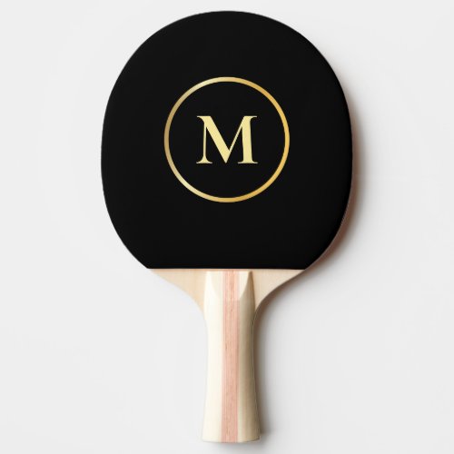 Gold Monogram Elegant Black Template Custom Ping Pong Paddle