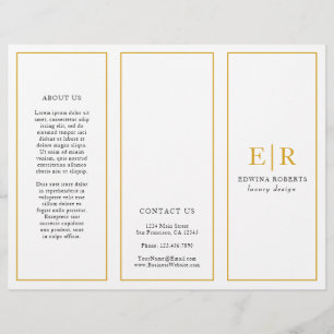 Gold Monogram Elegant Business Trifold Brochure
