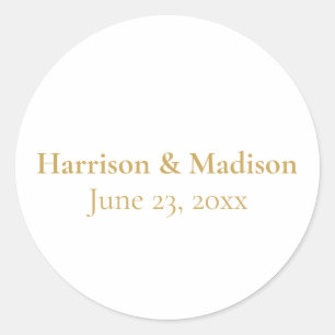 Gold Monogram elegant custom script wedding favors Classic Round Sticker