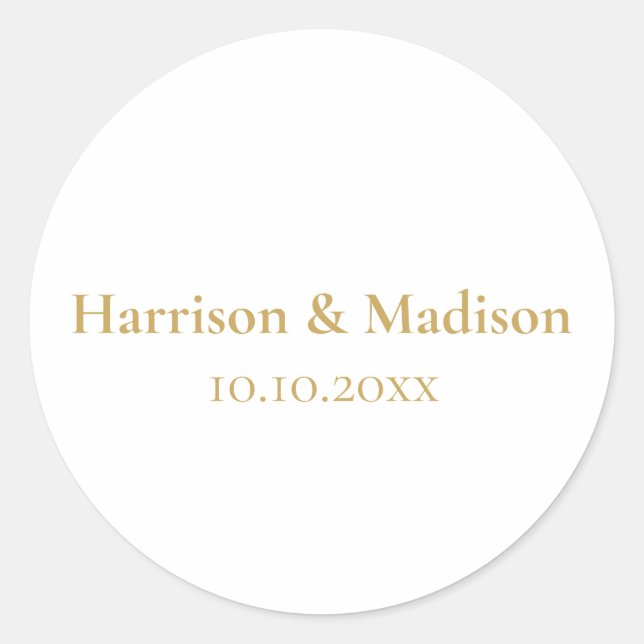 Gold Monogram elegant custom wedding favors Classic Round Sticker (Front)