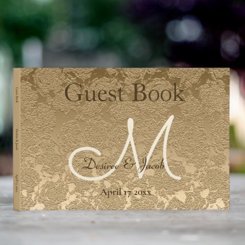 Gold Monogram Elegant Modern Wedding Guest Book