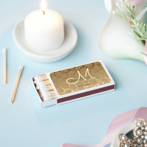 Gold Monogram Elegant Modern Wedding Matchboxes