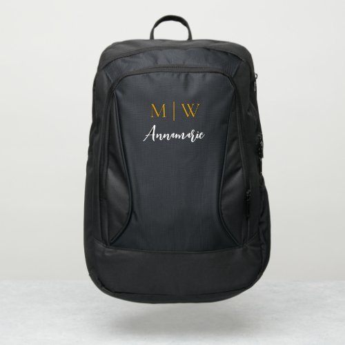 Gold Monogram  Elegant Name Port Authority Backpack