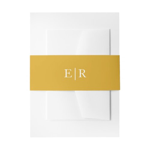 Gold Monogram Elegant Solid Color Wedding Invitation Belly Band