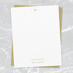 Gold Monogram   Elegant Sophisticated Modern Note Card