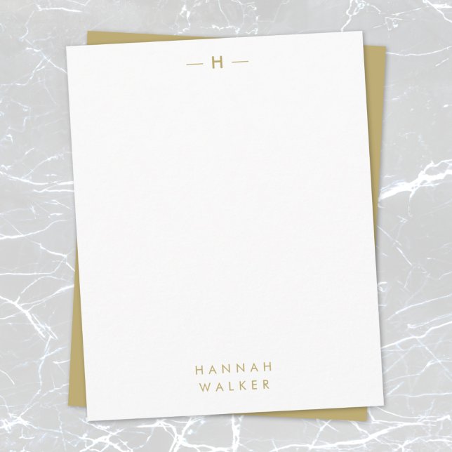 Gold Monogram | Elegant Sophisticated Modern Note Card (Creator Uploaded)
