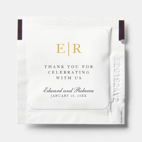 Gold Monogram Elegant Thank You Wedding Favor Hand Sanitizer Packet