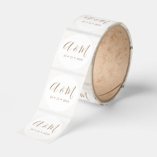 Gold Monogram Elegant Wedding Classic Round Sticker