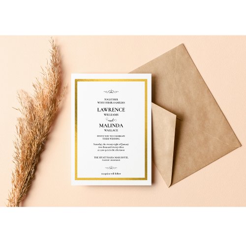 Gold Monogram Elegant Wedding Invitation