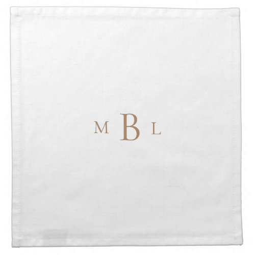 Gold Monogram Elegant White Cocktail Cloth Napkins