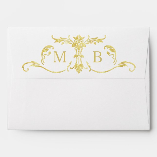 Gold monogram envelopes gold wedding set (Back (Top Flap))