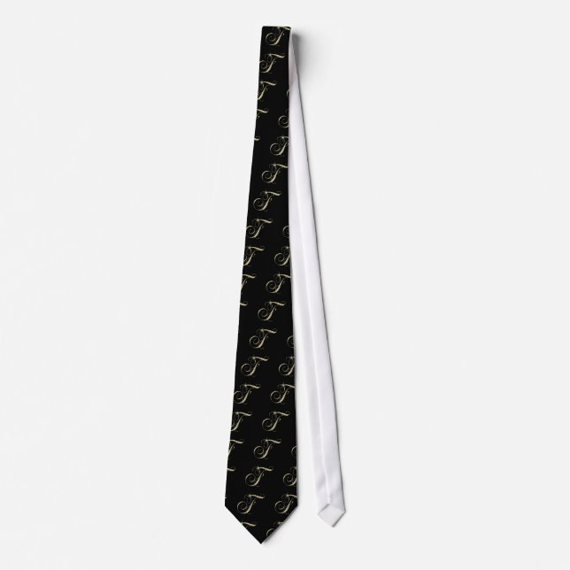 Gold Monogram F Initial Neck Tie (Front)