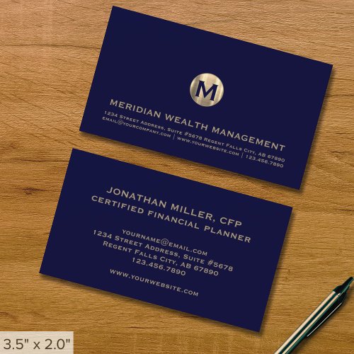 Gold Monogram Financial Business Card