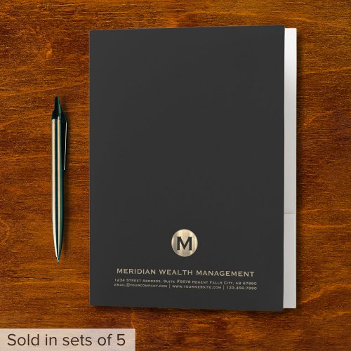 Gold Monogram Financial Planner Pocket Folder