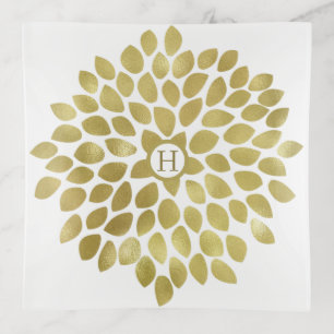 Gold Monogram Floral Trinket Tray