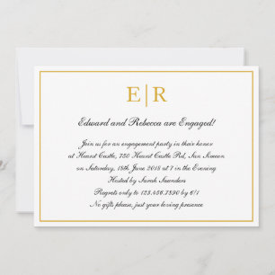 Gold Monogram Formal Engagement Party Invitation