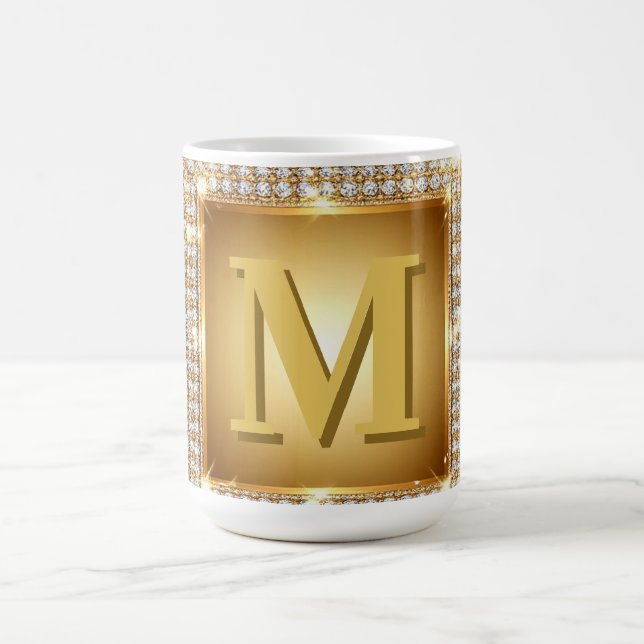 ✨ Gold Monogram Frame Custom Name Design ✨ Coffee Mug (Center)