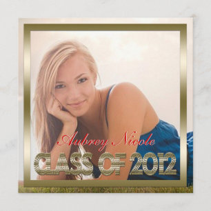 Gold Monogram Full Page Photo Graduation Invite