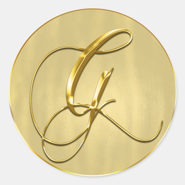 Gold Monogram G Seal Wedding Invitation Holiday (Front)